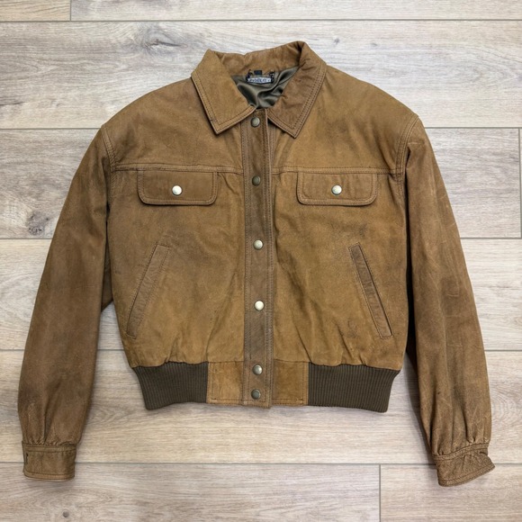 Fidelity Jackets & Blazers - Vintage Fidelity Women's Brown Nubuck Suede Leather Bomber Jacket Distressed Med
